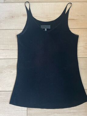 Nili Lotan Black Ribbed V-Neck Tank Top in XS
